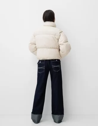 Chaqueta acolchada de piel sintética Cream