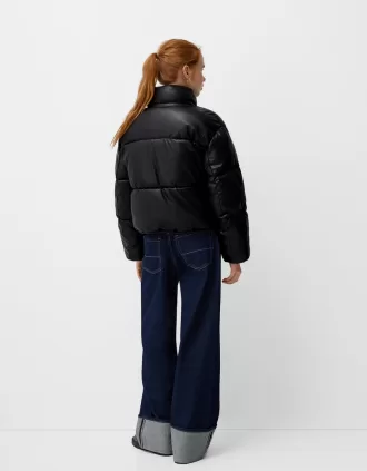 Chaqueta acolchada de piel sintética Black