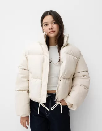 Chaqueta acolchada de piel sintética Cream