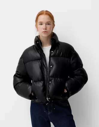 Chaqueta acolchada de piel sintética Black