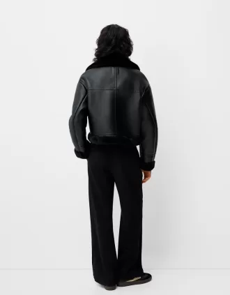 Chaqueta biker de borreguito sintético Black