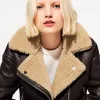 Chaqueta biker de borreguito sintético Brown