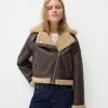 Chaqueta biker de borreguito sintético Brown