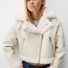 Chaqueta biker de borreguito sintético Off white