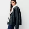 Chaqueta biker de borreguito sintético Black