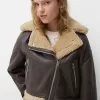Chaqueta biker de borreguito sintético Brown