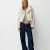 Chaqueta biker de borreguito sintético Off white