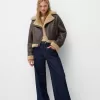 Chaqueta biker de borreguito sintético Brown