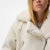 Chaqueta biker de borreguito sintético Off white