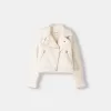 Chaqueta biker de borreguito sintético Off white