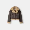 Chaqueta biker de borreguito sintético Brown