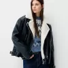 Chaqueta biker de borreguito sintético Black