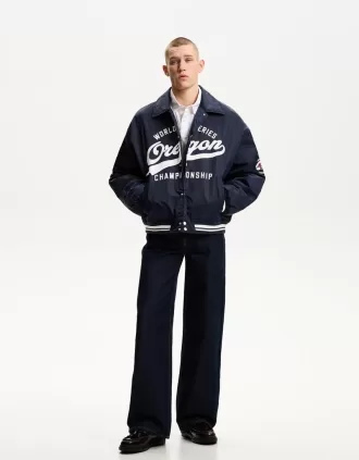 Chaqueta bomber universitaria Navy