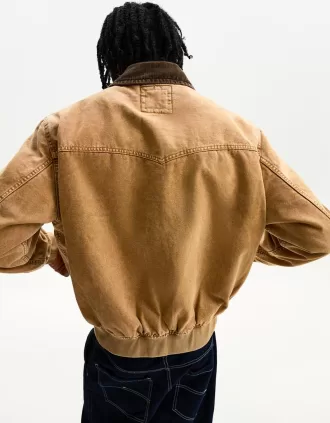 Chaqueta con cuello en contraste Camel