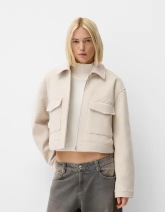 Chaqueta corta suave Cream