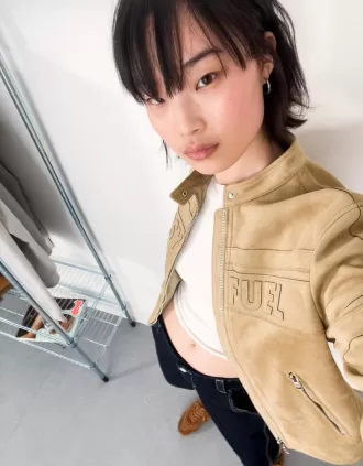 Chaqueta de antelina Sand