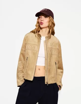 Chaqueta de antelina Sand