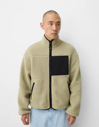 Chaqueta de borreguillo con detalles en contraste Green
