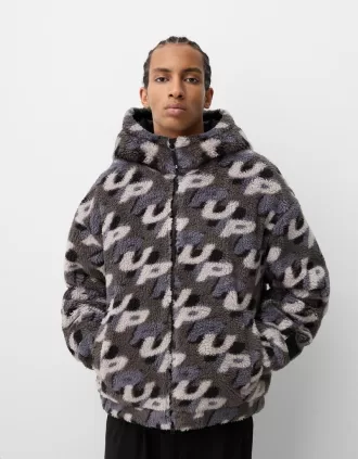 Chaqueta de borreguillo con estampado Black