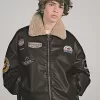 Chaqueta doble faz con parches Black