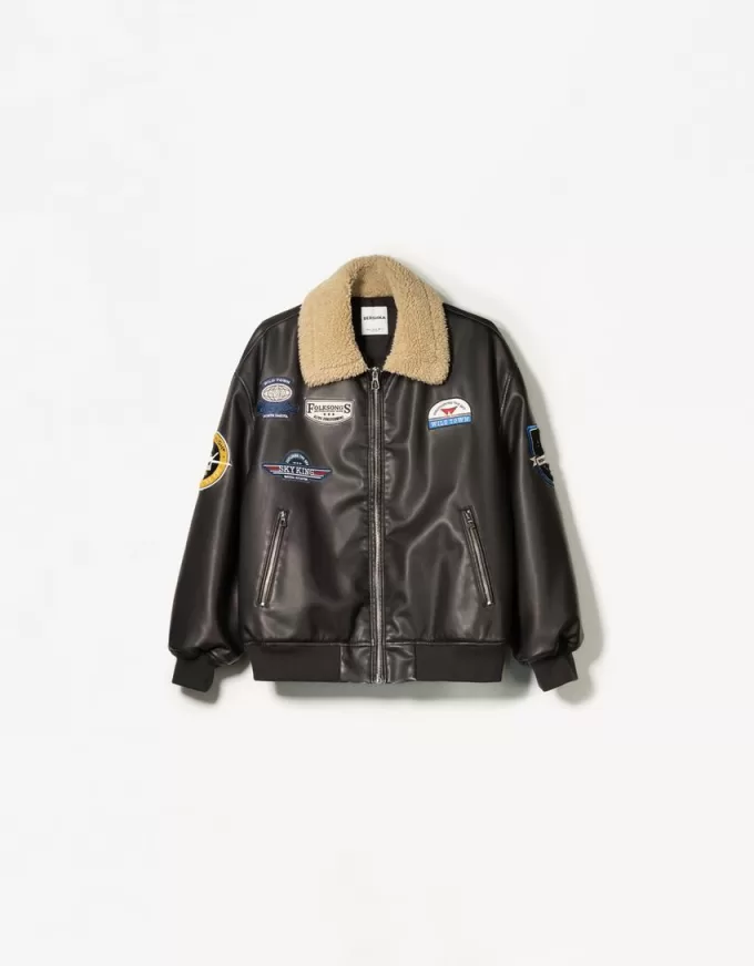 Chaqueta doble faz con parches Black
