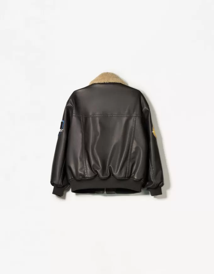 Chaqueta doble faz con parches Black