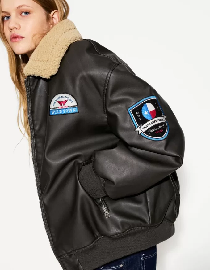 Chaqueta doble faz con parches Black