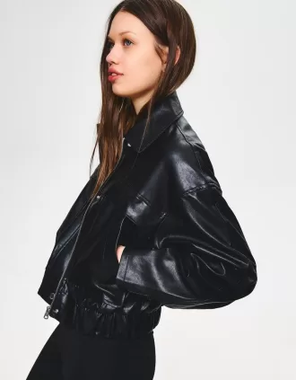 Chaqueta efecto piel Black