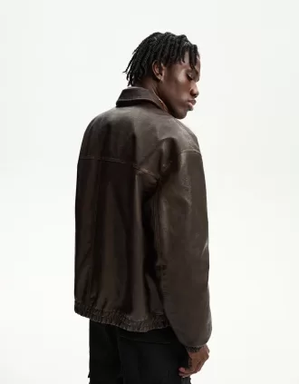 Chaqueta efecto piel Brown