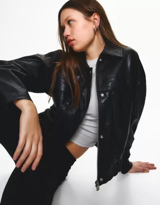 Chaqueta efecto piel Black