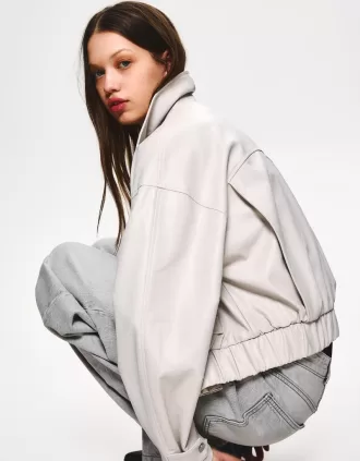 Chaqueta efecto piel Cream