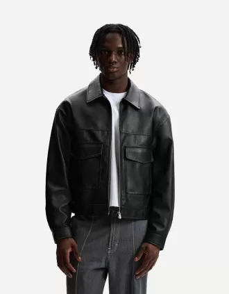 Chaqueta efecto piel Black