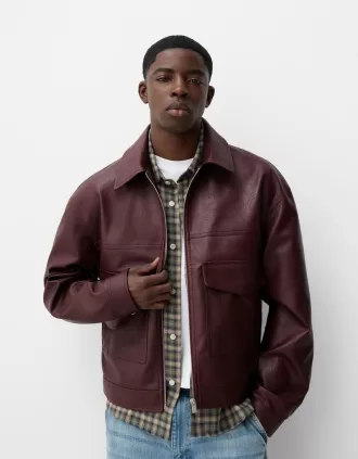 Chaqueta efecto piel Burgundy