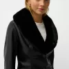 Chaqueta entallada efecto piel con cuello de material sudadera Black