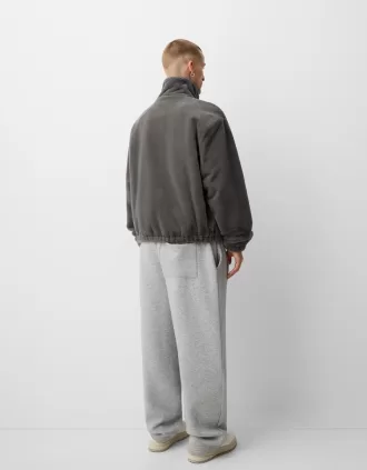 Chaqueta pelo sintético cuello alto con cremallera Dark grey