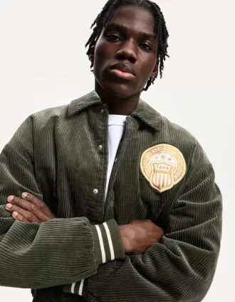 Chaqueta retro de pana Khaki