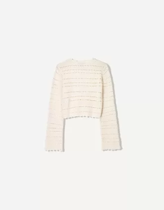Chaqueta rústica calada Cream