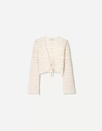 Chaqueta rústica calada Cream
