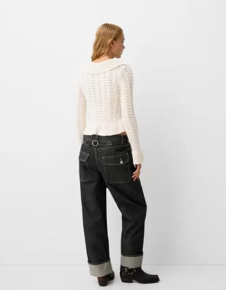 Chaqueta rústica con volantes Cream
