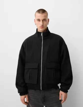 Chaqueta textura fieltro Black