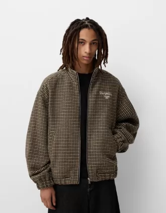 Chaqueta textura fieltro pata de gallo Brown