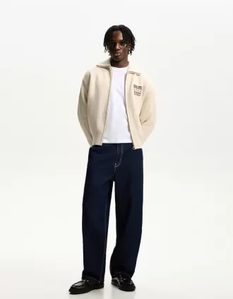 Chaqueta texturizada bordada Cream