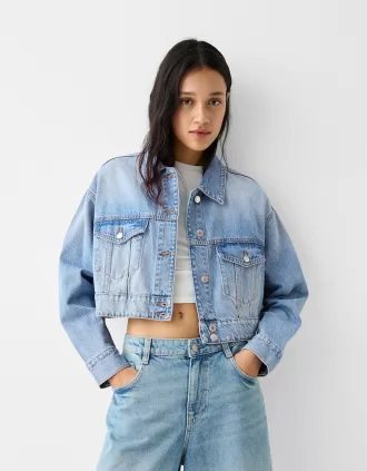 Chaqueta vaquera corta Light blue