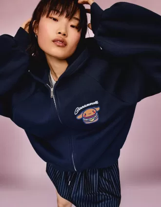 Cinnamoroll sudadera con capucha y cremallera Navy