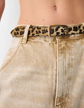 Cinturón animal print con hebilla Brown
