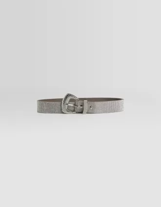 Cinturón con hebilla de strass Silver