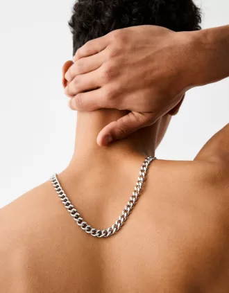 Collar de cadena de acero inoxidable Silver