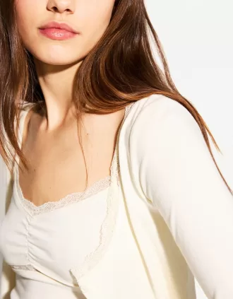 Conjunto cárdigan y top Cream