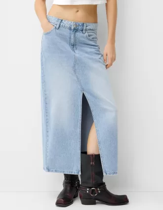 Falda larga vaquera Light blue