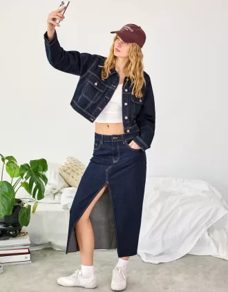 Falda larga vaquera Navy
